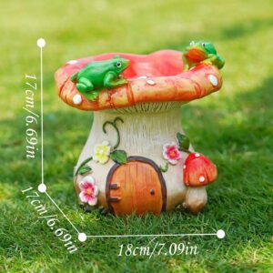 Red Mushroom House Two Frogs 6.69in