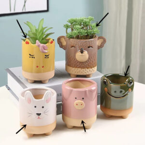 Whimsical Animal Ceramic Planter Set