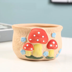Red Spotted Mushroom Succulent Pot