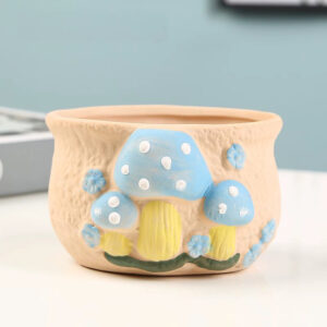 Blue Spotted Mushroom Succulent Pot