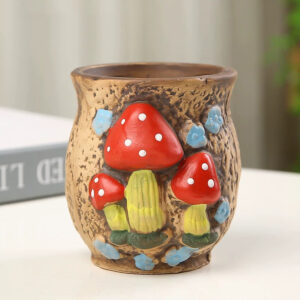 Tall Red Mushroom Succulent Pot