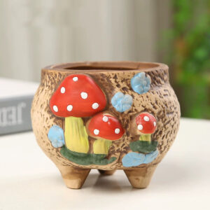 Squat Red Mushroom Footed Pot