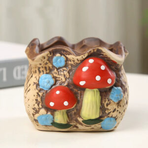 Square Wavy Red Mushroom Pot
