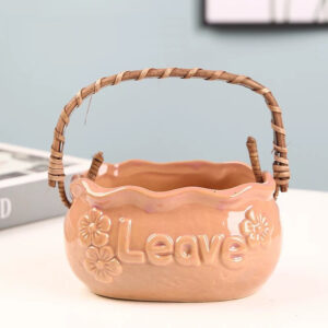 Orange Leave Embossed Basket Pot