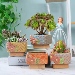 Mint Pink Basket Succulent Pots