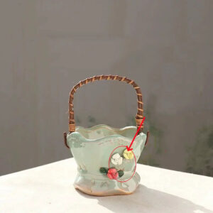 Large Mint Green Basket Pot