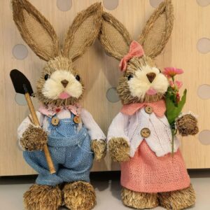 14.5in Blue Pink Dressed Rabbits