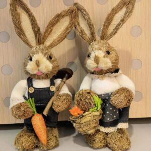 14.5in Denim Overalls Straw Rabbits