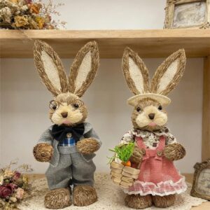 14.5in Grey Pink Dressed Rabbits