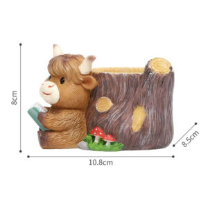 Highland Cow Reading Planter