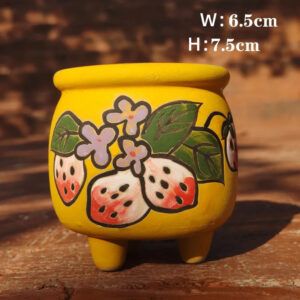 Yellow Strawberry Round Pot