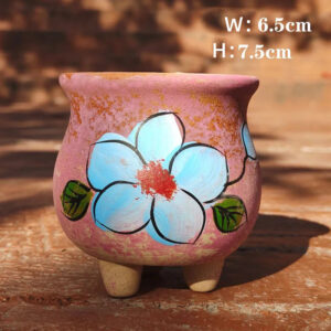 Pink Speckled Blue Flower Pot
