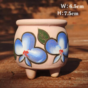 Pink Blue Orchid Round Pot