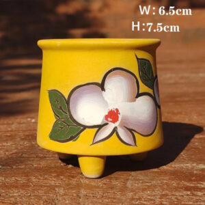 Yellow Purple Flower Round Pot