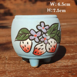 Blue Strawberry Round Pot