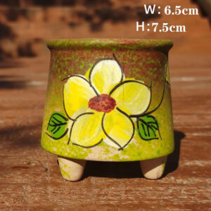 Green Speckled Yellow Flower Pot