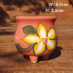 Terracotta Yellow Flower Round Pot