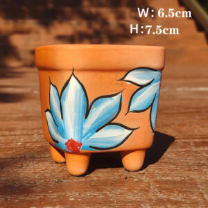 Terracotta Blue Lotus Square Pot