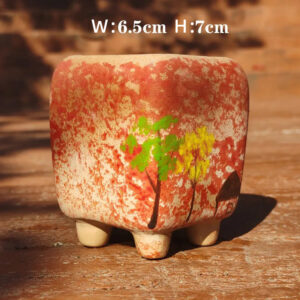 Rustic Red Tree Square Pot
