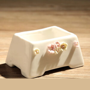 Mini White Floral Succulent Pot