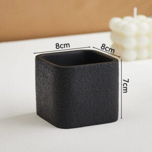 Textured Black Square Planter