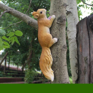 13.8in Squirrel Holding Flower Decor