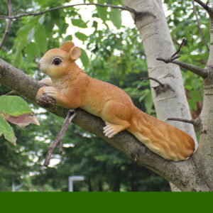 13.8in Squirrel with Pinecone Statue