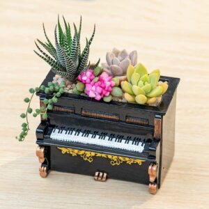 Retro Black Piano Succulent Planter