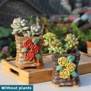 2pcs Painted Rose Square Planters