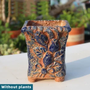 Dark Blue Rose Square Planter