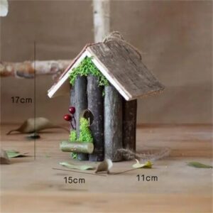 Stacked Log Rustic Birdhouse 6.69in