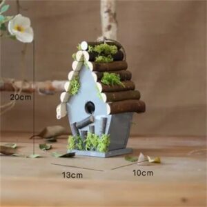 Grey Log Roof Birdhouse 7.87in