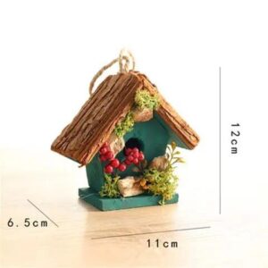 Small Green Rustic Birdhouse 4.72in