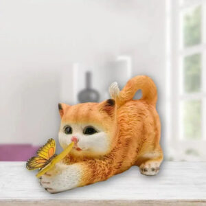 Orange Stretching Cat Solar Light