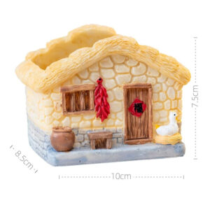 Thatch Roof Cottage Duck Planter 4in