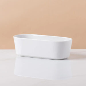 White Oval Ceramic Planter 6.8in
