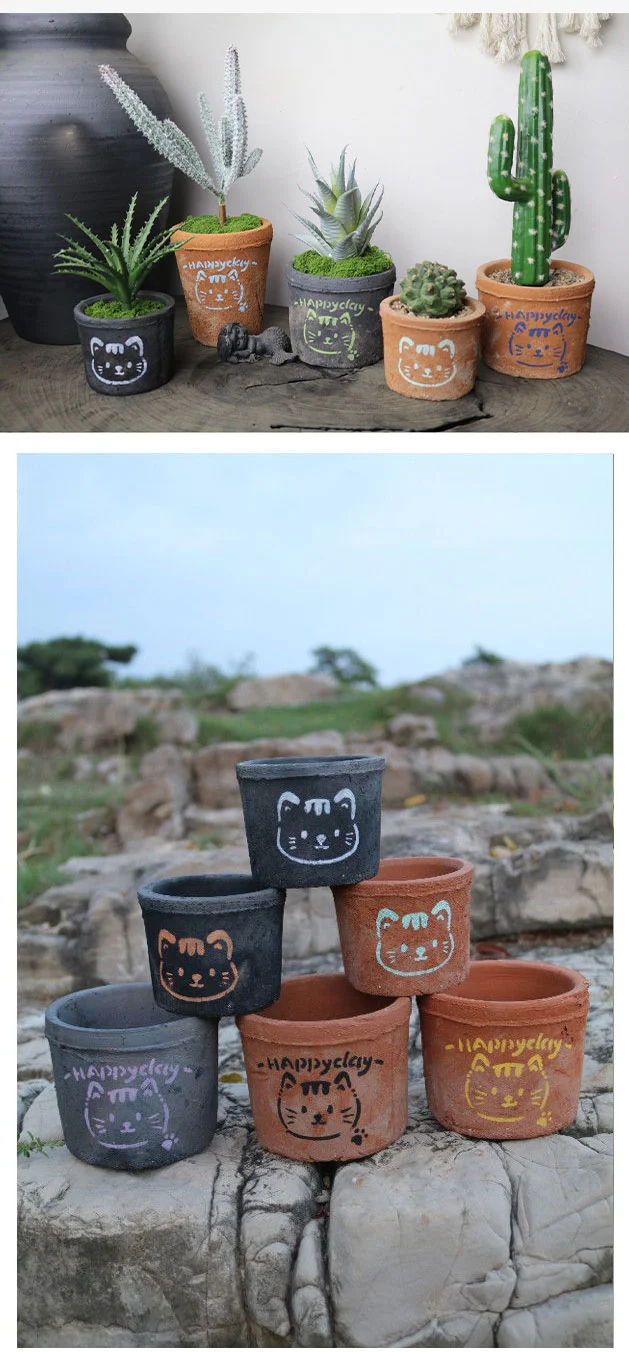 detail cat terracotta planter 05