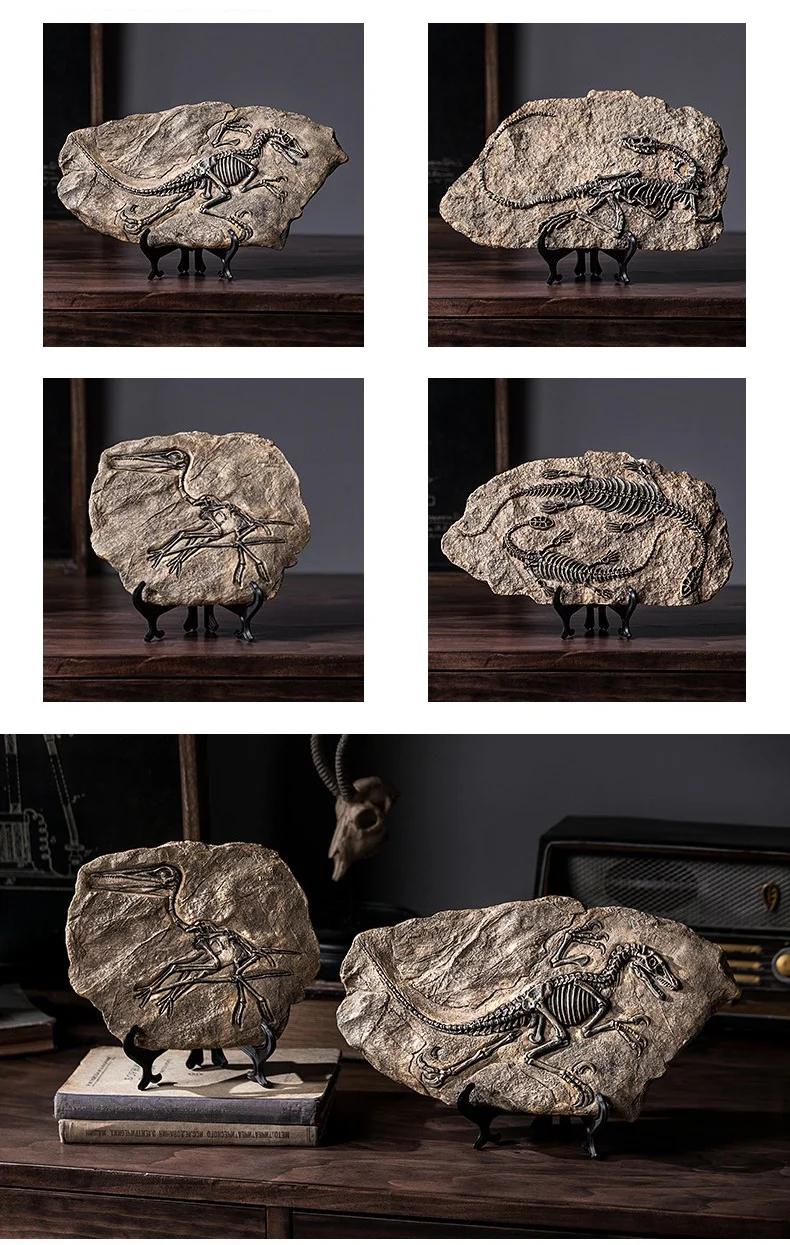 Vintage Dinosaur Fossil Skeleton Model Desk Decor Various dinosaur fossil skeleton models in different poses