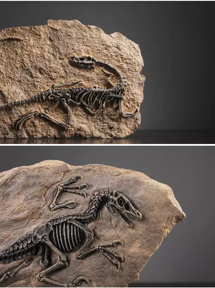 Vintage Resin Dinosaur Fossil Statue Decor Close-up details of dinosaur fossil statues