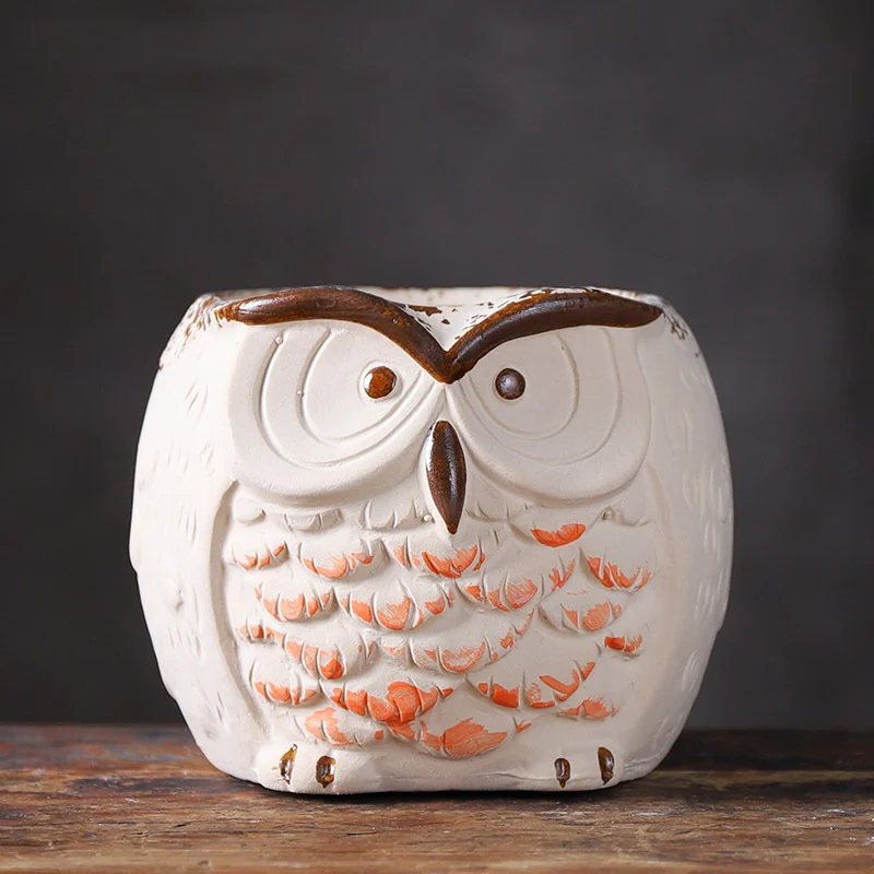 detail owl ceramic planter 05