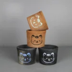 Cat Mini Planter 3.15in Set of 4 Red Black