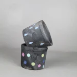 Grey Black Mini Planter 3.94in Set of 2 Dot Drop