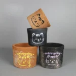 Cat Planter Set of 4 Red Black