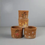 Red Snowman Planter Set of 4