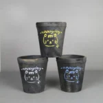 Cat Black Small Open Planter Set of 3