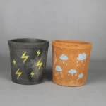 Tall Cylinder Planter 3.94in Set of 2 Cloud Lightning