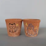 Red Medium Open Planter 5.12in Set of 2 Cat