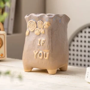 Grey Tall Square Rose Planter