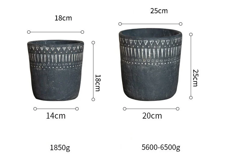 Dimensions for large and extra large concrete planters