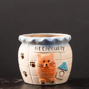 Big Face Cat House Blue White